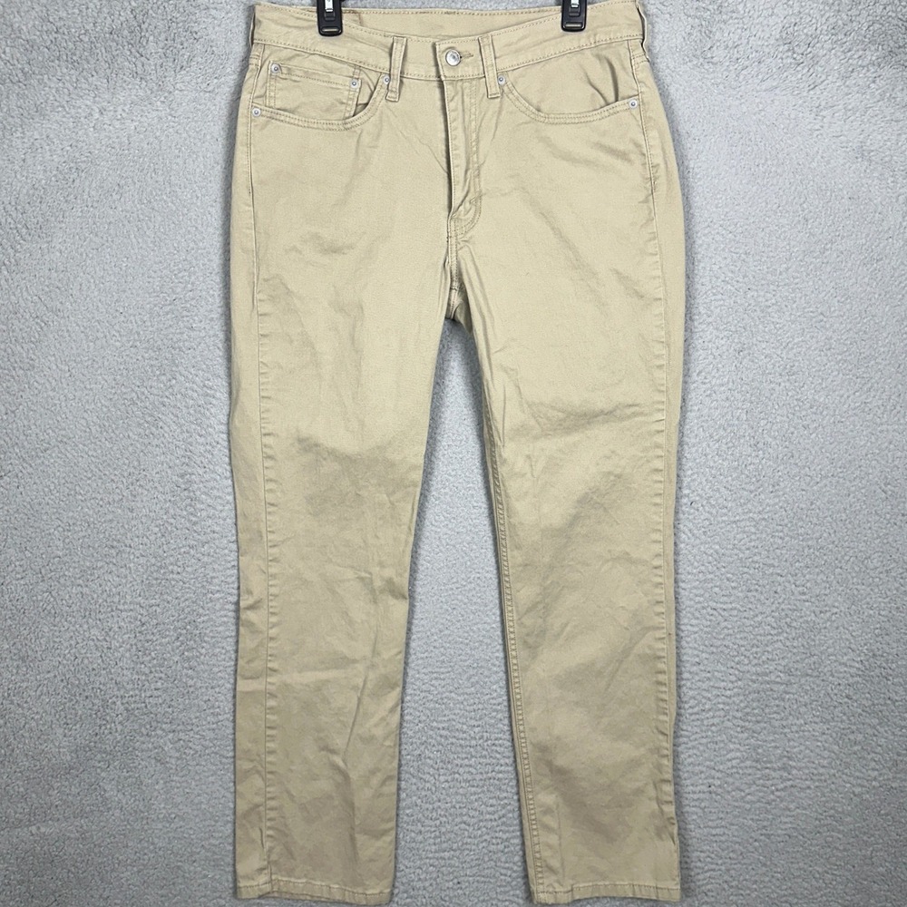 Levis 514 Jeans Mens 34X32 Straight Fit Khaki Tan Stretch Red Tab Casual Denim